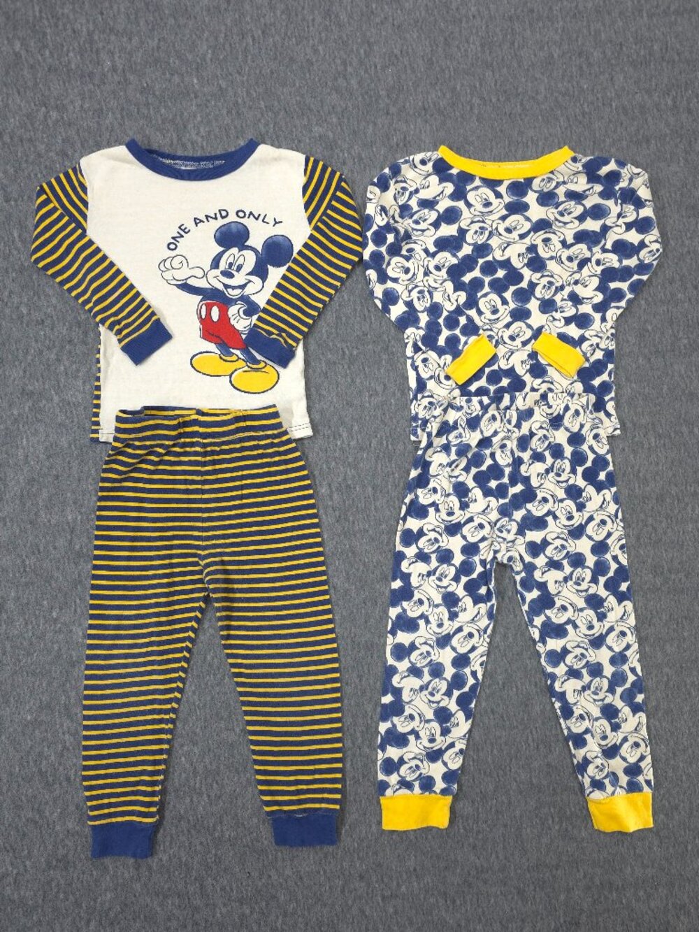 Disney Mickey Mouse Boys Pajamas 5T Lot 2 Sets 4pc 100% Cotton Snug Fit